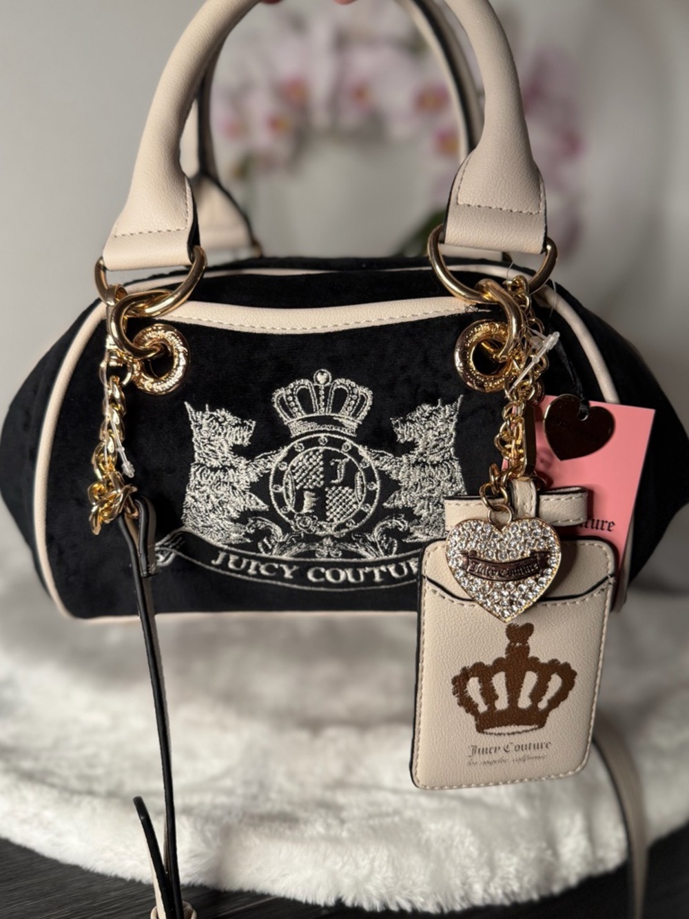 Juicy Couture classic Scottie dogs satchel crossbody purse bag liquorice Y2K
